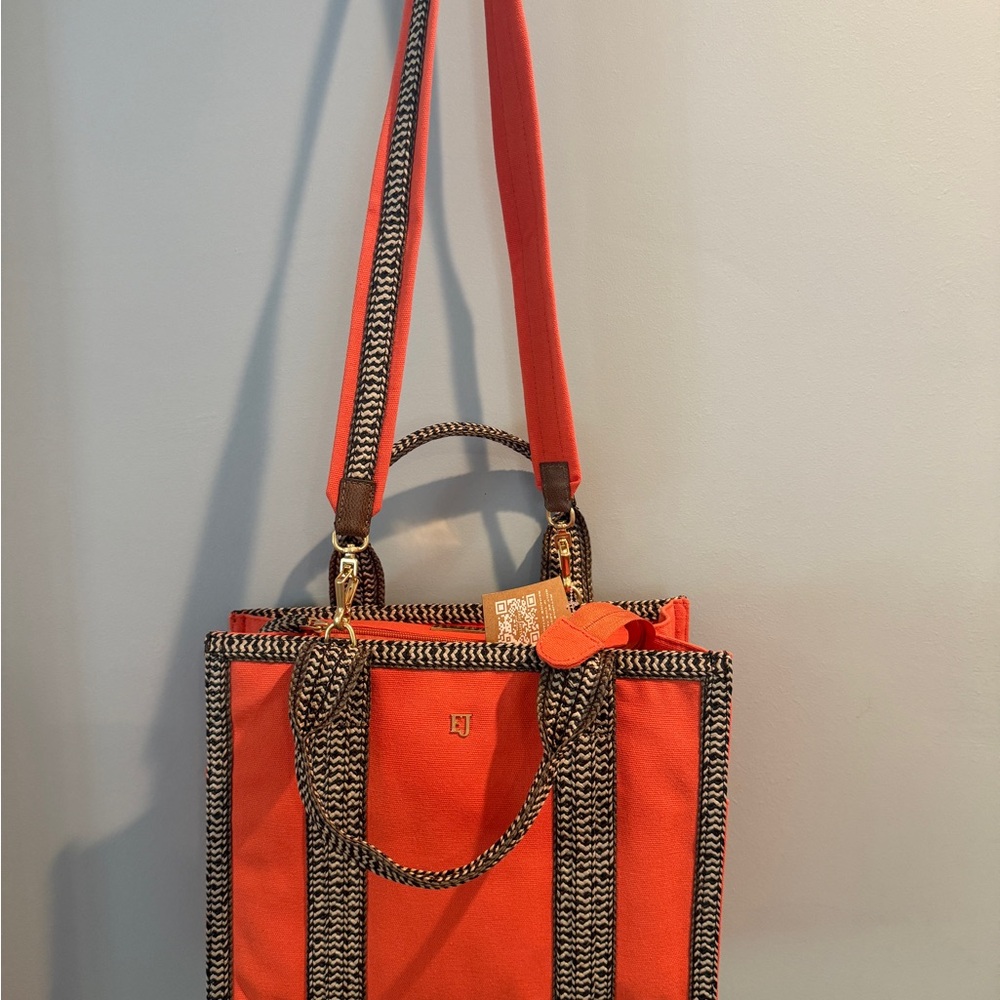 Eric Javits Lil Cote D’Azur Orange and Black Tote Bag